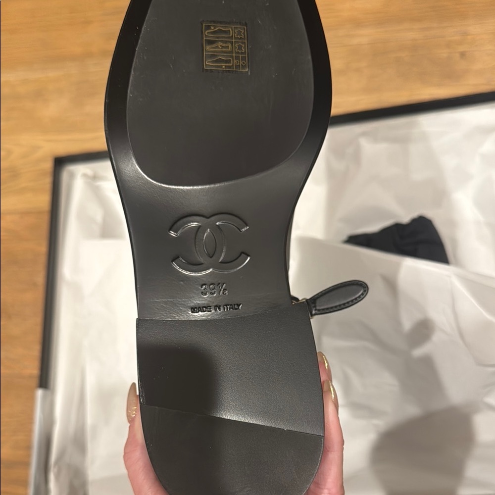 Chanel Black Leather Booties with Gold Chain - Picture 2 of 5